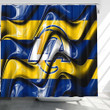 Los Angeles Rams Flag Blue And Yellow 3D Waves Shower Curtains - Nfl Bathroom Curtains, Home Decor