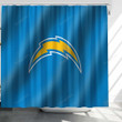 Los Angeles Chargers Flag Waves Effect Shower Curtains - Bathroom Curtains, Home Decor