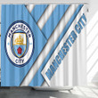 Manchester City Fc Shower Curtains - Blue White Abstraction Bathroom Curtains, Home Decor