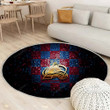 Colorado Avalancherug Round, Rugs - Glitter Nhl Purple Blue Checkered Rug Round Living Room, Carpet, Rug