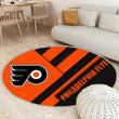 Philadelphia Flyersrug Round, Rugs - Nhl Orange Black Abstraction Lines Rug Round Living Room, Carpet, Rug