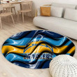 Los Angeles Chargers Flag Blue And Yellow 3D Wavesrug Round, Rugs - Nfl American Football Team Los Angeles Chargers Rug Round Living Room, Carpet, Rug