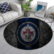 Winnipeg Jetsrug Round, Rugs - Hockey Club Nhl Black Stone Rug Round Living Room, Carpet, Rug