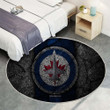 Winnipeg Jetsrug Round, Rugs - Hockey Club Nhl Black Stone Rug Round Living Room, Carpet, Rug