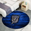 Tampa Bay Lightningrug Round, Rugs - Fiery Nhl Blue Wooden Rug Round Living Room, Carpet, Rug