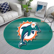 Miami Dolphins Back Blurrug Round, Rugs - Miami Dolphins Rug Round Living Room, Carpet, Rug