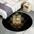 Vegas Golden Knightsrug Round, Rugs - Glitter Nhl Brown Black Checkered Rug Round Living Room, Carpet, Rug