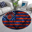 New York Knicks American Flag Clubrug Round, Rugs - Grunge Grunge American Flag Rug Round Living Room, Carpet, Rug