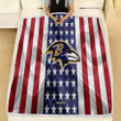 Baltimore Ravens Fleece Blanket - Silk American Flag Soft Blanket, Warm Blanket