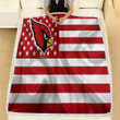 Arizona Cardinals Fleece Blanket - American Football Team American Flag Red-White Flag Soft Blanket, Warm Blanket
