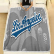 Blue Words Of Los Angeles Dodgers  Fleece Blanket - Gray Dodgers  Soft Blanket, Warm Blanket