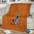 American Football Cleveland Browns Brown Helmet  Sherpa Blanket - Brown Cleveland Browns  Soft Blanket, Warm Blanket