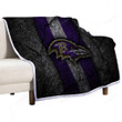 Baltimore Ravens Black Stone Sherpa Blanket - Nfl American Football  Soft Blanket, Warm Blanket