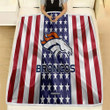 Denver Broncos Fleece Blanket - Silk American Flag Soft Blanket, Warm Blanket