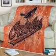 Baltimore Orioles American Baseball Club Sherpa Blanket - Geometric Orange Abstract  Soft Blanket, Warm Blanket