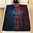 Los Angeles Clippers Fleece Blanket - American Basketball Team Blue Red Stone Los Angeles Clippers Soft Blanket, Warm Blanket
