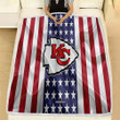 Kansas City Chiefs Fleece Blanket - Silk American Flag Soft Blanket, Warm Blanket