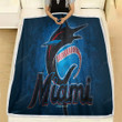 Miami Marlins Fleece Blanket - American Baseball Team Blue Stone Miami Marlins Soft Blanket, Warm Blanket