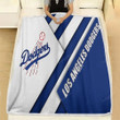 Los Angeles Dodgers Fleece Blanket - Mlb White Blue Abstraction  Soft Blanket, Warm Blanket