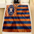 Houston Astros Fleece Blanket - American Baseball Club American Flag Orange Blue Flag Soft Blanket, Warm Blanket