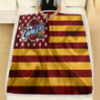 Cleveland Cavaliers Fleece Blanket - American Basketball Club American Flag Burgundy Yellow Flag Soft Blanket, Warm Blanket
