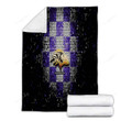 Baltimore Ravens Cozy Blanket - Glitter Nfl Violet White Checkered  Soft Blanket, Warm Blanket