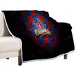 Atlanta Braves Sherpa Blanket - Glitter Mlb Red Blue Checkered  Soft Blanket, Warm Blanket