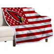 Arizona Cardinals Sherpa Blanket - American Football Team American Flag Red-White Flag Soft Blanket, Warm Blanket