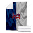 Atlanta Braves Cozy Blanket - Silk American Baseball Club Blue-Gray Flag Soft Blanket, Warm Blanket