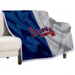 Atlanta Braves Sherpa Blanket - Silk American Baseball Club Blue-Gray Flag Soft Blanket, Warm Blanket