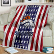 Denver Broncos Sherpa Blanket - Silk American Flag Soft Blanket, Warm Blanket