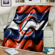 Chicago Bears Flag Orange And Blue 3D Waves Sherpa Blanket - Nfl American Football Team Chicago Bears Soft Blanket, Warm Blanket