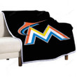Miami Marlins Sherpa Blanket - Baseball Florida Marlins Soft Blanket, Warm Blanket
