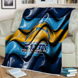 Los Angeles Chargers Flag Blue And Yellow 3D Waves Sherpa Blanket - Nfl American Football Team Los Angeles Chargers Soft Blanket, Warm Blanket