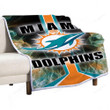Miami Dolphins Flame Sherpa Blanket - Florida Football Nfl Soft Blanket, Warm Blanket