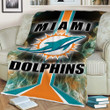 Miami Dolphins Flame Sherpa Blanket - Florida Football Nfl Soft Blanket, Warm Blanket