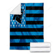 Carolina Panthers Cozy Blanket - American Football Team American Flag Blue Black Flag Soft Blanket, Warm Blanket