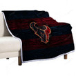 Houston Texans Sherpa Blanket - Fire Nfl Blue And Red Lines Soft Blanket, Warm Blanket