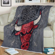 Chicago Bulls  Sherpa Blanket - American Basketball Club Geometric  Soft Blanket, Warm Blanket