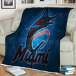 Miami Marlins Sherpa Blanket - American Baseball Team Blue Stone Miami Marlins Soft Blanket, Warm Blanket