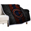 Chicago Bears Black Stone Sherpa Blanket - Nfl Nfc  Soft Blanket, Warm Blanket