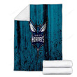 Charlotte Hornets Grunge Cozy Blanket - Nba Basketball Club Eastern Conference Soft Blanket, Warm Blanket