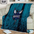 Charlotte Hornets Grunge Sherpa Blanket - Nba Basketball Club Eastern Conference Soft Blanket, Warm Blanket