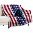 Carolina Panthers Sherpa Blanket - Silk American Flag Soft Blanket, Warm Blanket