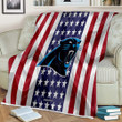 Carolina Panthers Sherpa Blanket - Silk American Flag Soft Blanket, Warm Blanket