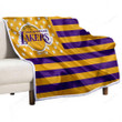 Los Angeles Lakers Sherpa Blanket - American Basketball Club American Flag Yellow Violet Flag Soft Blanket, Warm Blanket