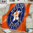 Houston Astros Grunge  Sherpa Blanket - American Baseball Club Mlb Orange  Soft Blanket, Warm Blanket