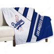Los Angeles Dodgers Sherpa Blanket - Mlb White Blue Abstraction  Soft Blanket, Warm Blanket