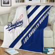 Los Angeles Dodgers Sherpa Blanket - Mlb White Blue Abstraction  Soft Blanket, Warm Blanket