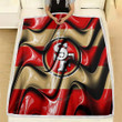 San Francisco 49Ers Flag Red And Brown 3D Waves Fleece Blanket - Nfl American Football Team San Francisco 49Ers Soft Blanket, Warm Blanket